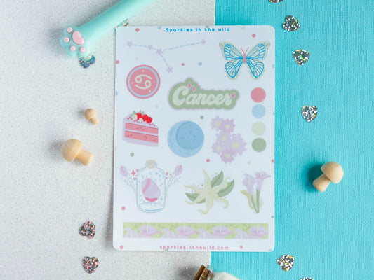 Feuille d’autocollants du signe astrologique du cancer