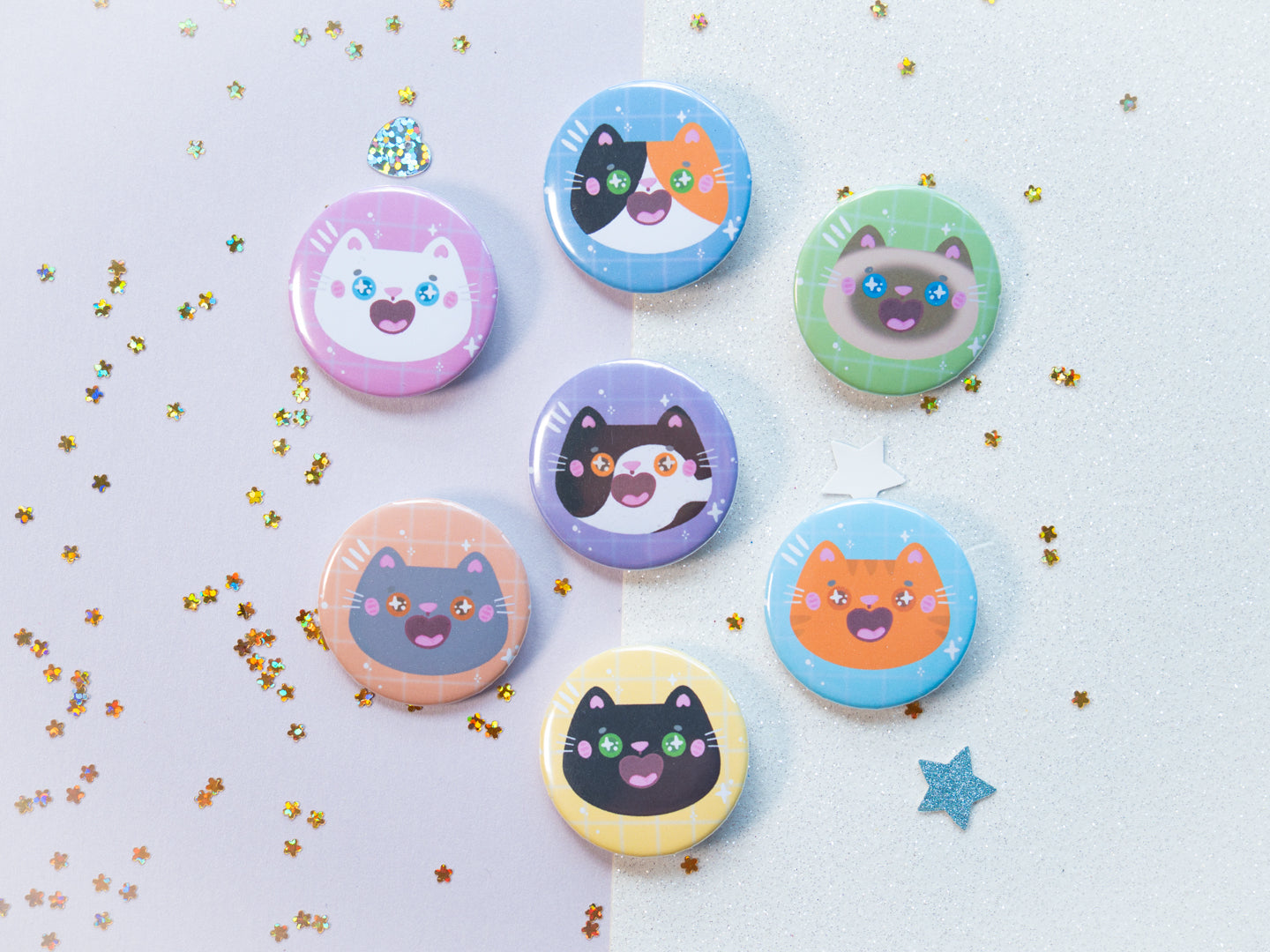 Cute Cat Head Round Button Badge