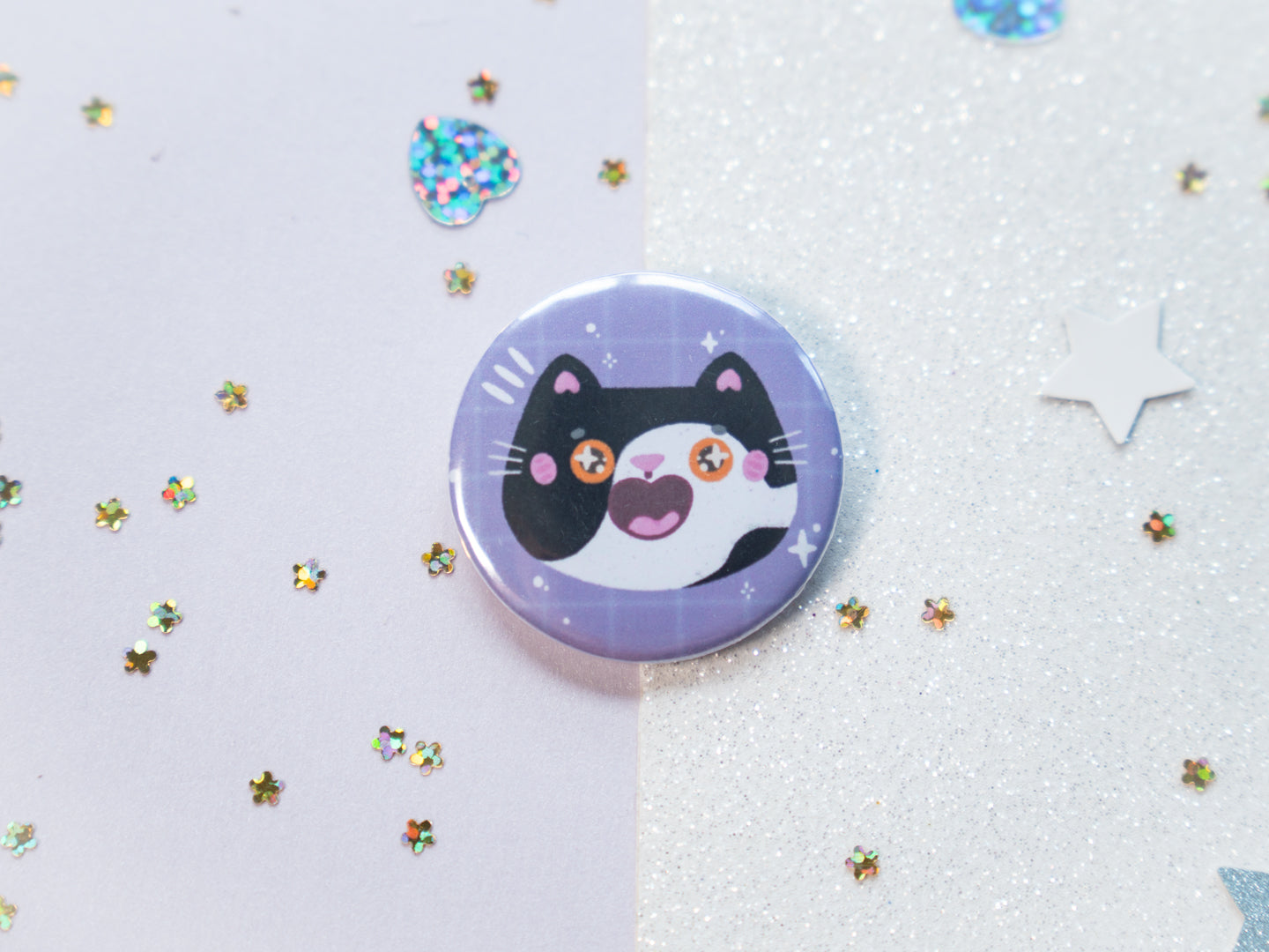 Cute Cat Head Round Button Badge