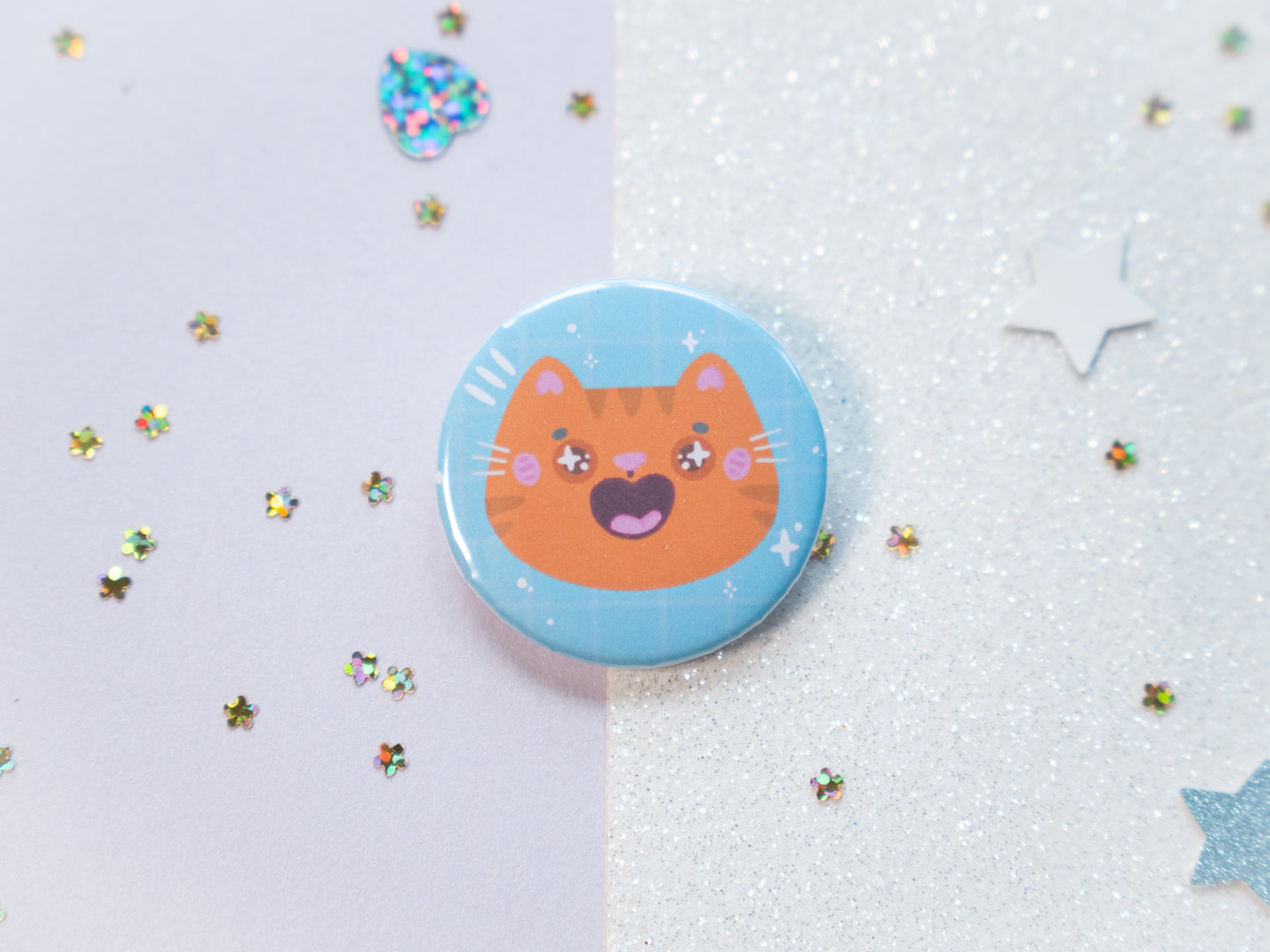 Cute Cat Head Round Button Badge
