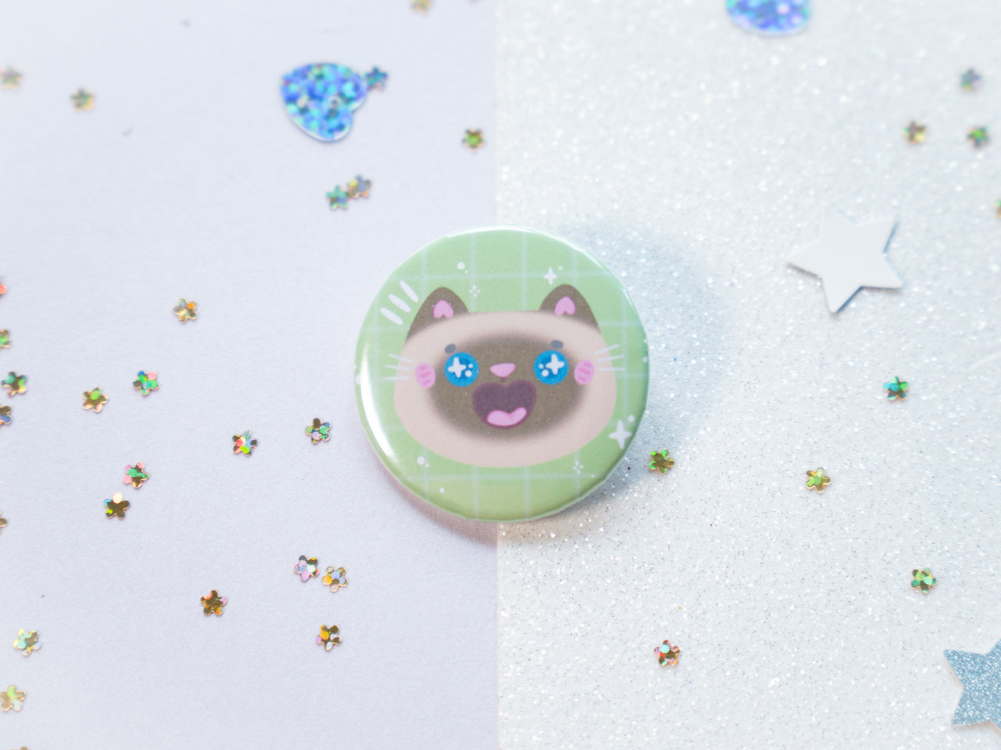Cute Cat Head Round Button Badge