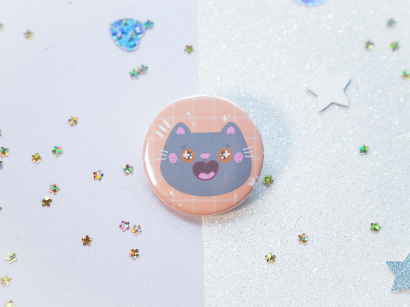 Cute Cat Head Round Button Badge