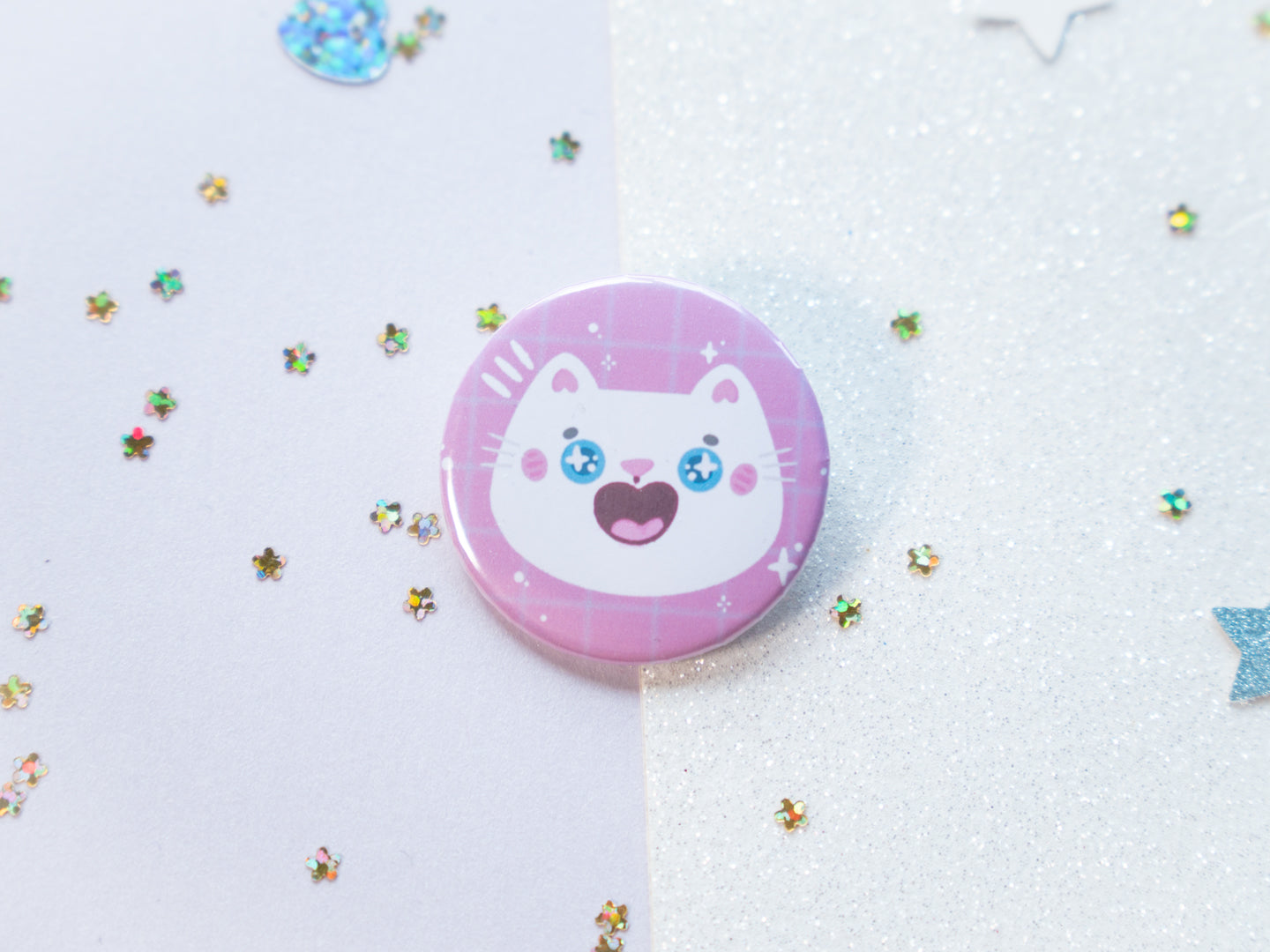 Cute Cat Head Round Button Badge