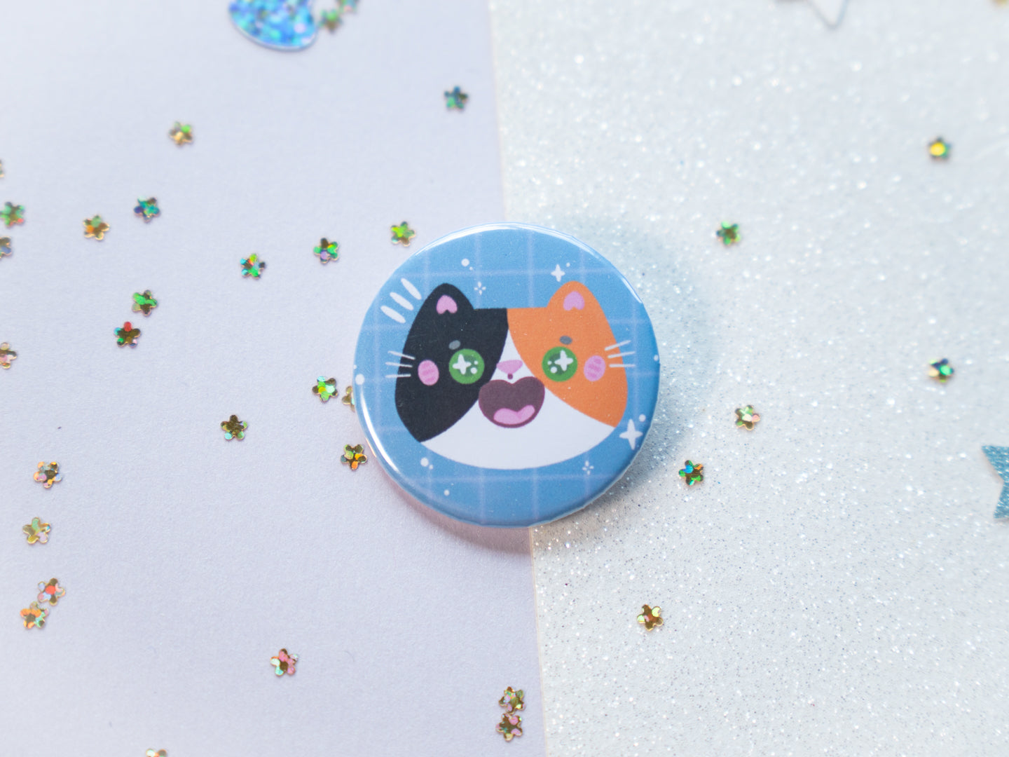Cute Cat Head Round Button Badge