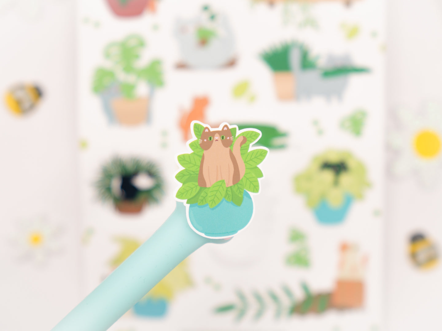 Feuille d’autocollants Chats et Plantes