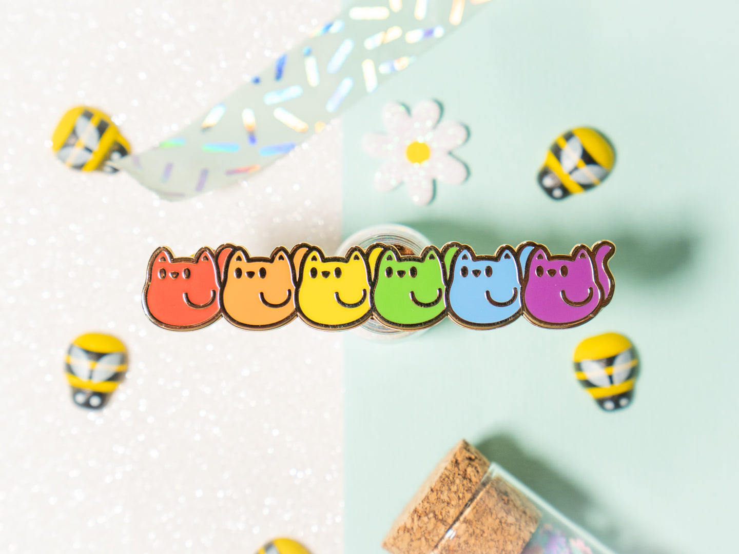 Pins Chat Multicolore Arc-en-ciel - Tinycats