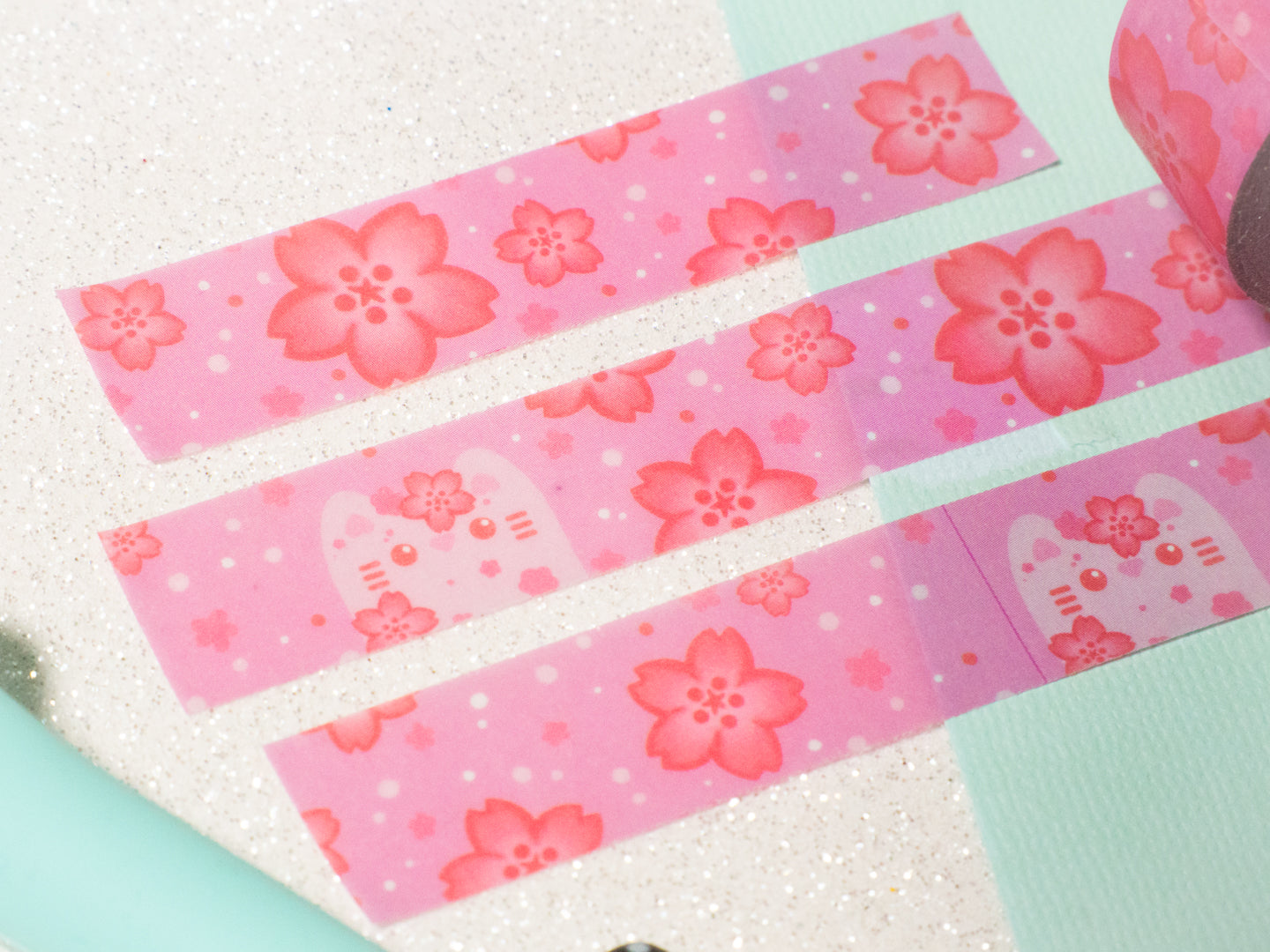 Ruban Adhésif Washi Chat Sakura - Collection Whiskered Longers