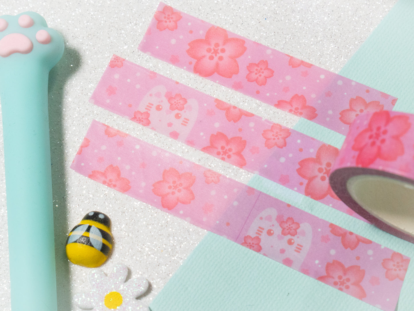 Ruban Adhésif Washi Chat Sakura - Collection Whiskered Longers