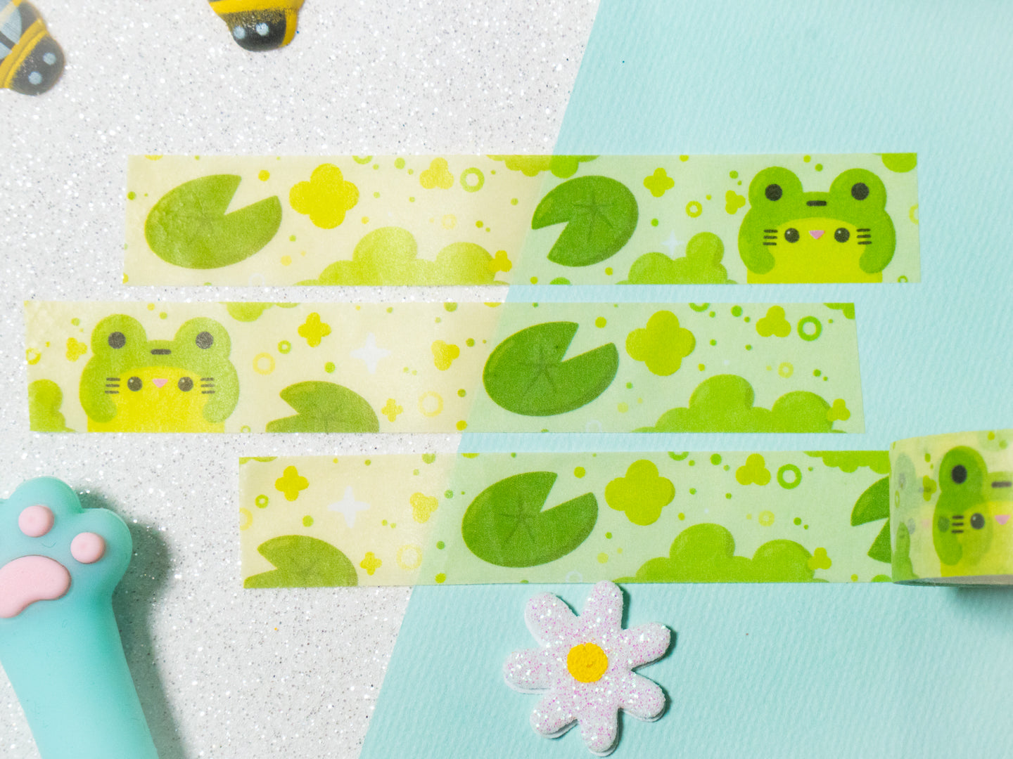 Ruban Washi Chat Nénuphar - Collection Whiskered Longers