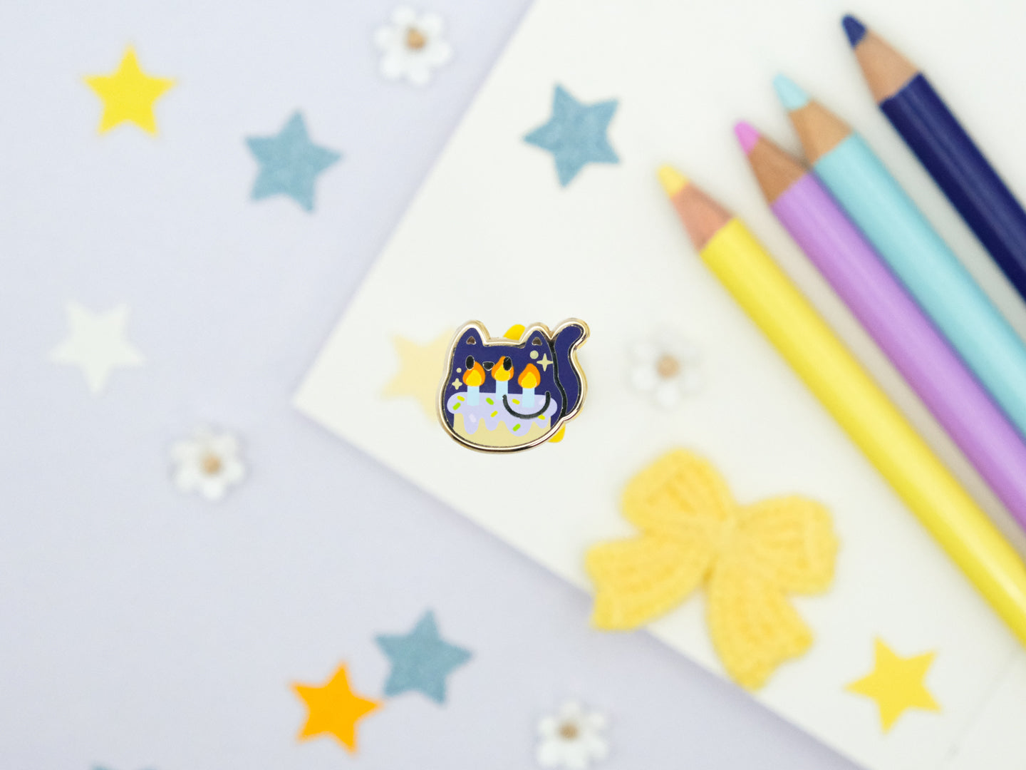 Birthday Cake Cat Enamel Pin - Tinycats