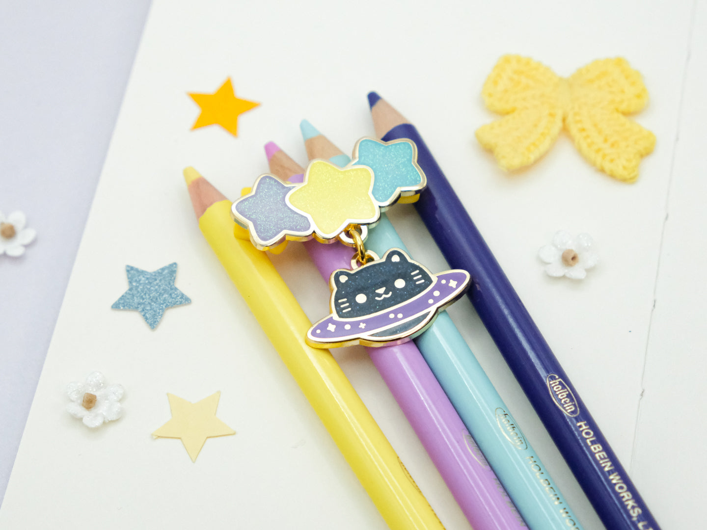 Space Cat Charm Enamel Pin