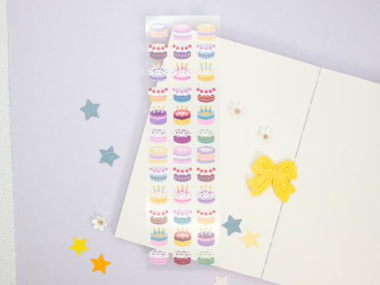 Birthday Cakes Glitter Deco Sticker Sheet