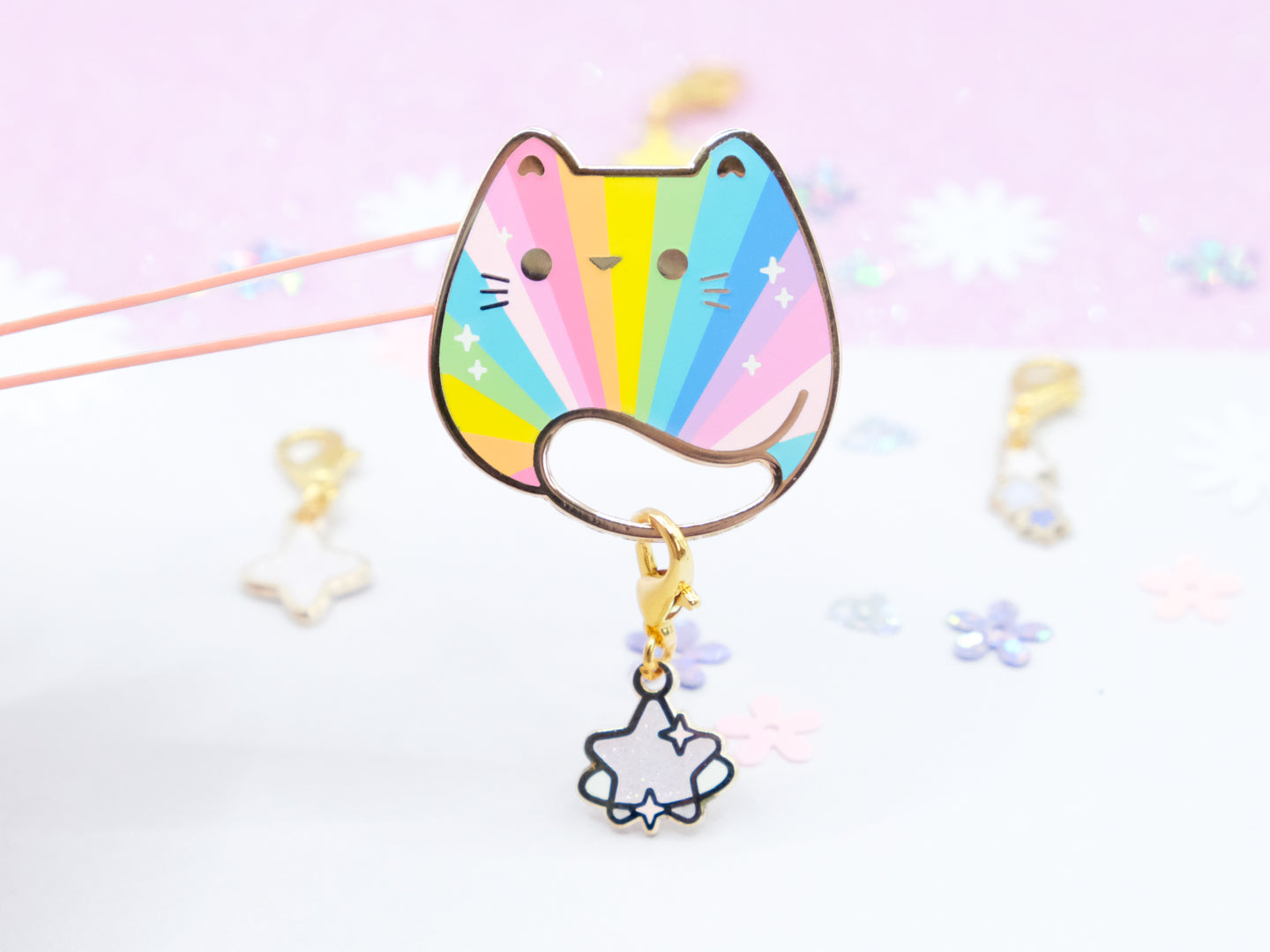 Rainbow Pop Cat Pins - Charm-ing Collection