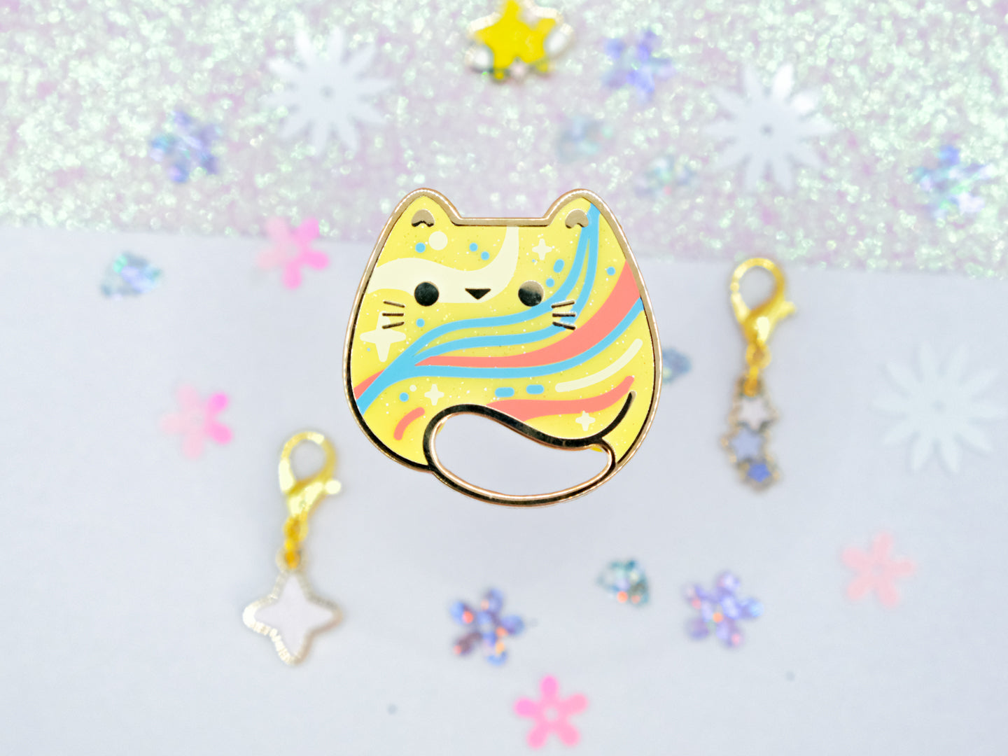 Golden Flow Cat Pins - Charm-ing Collection