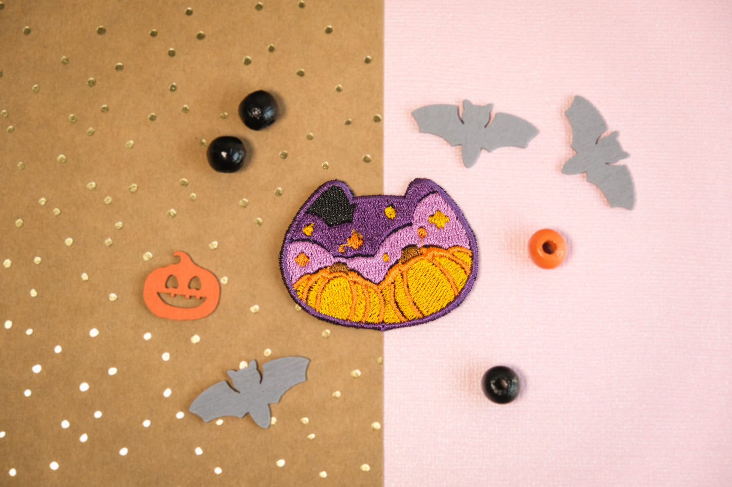 Patch Chat Citrouille d'Halloween