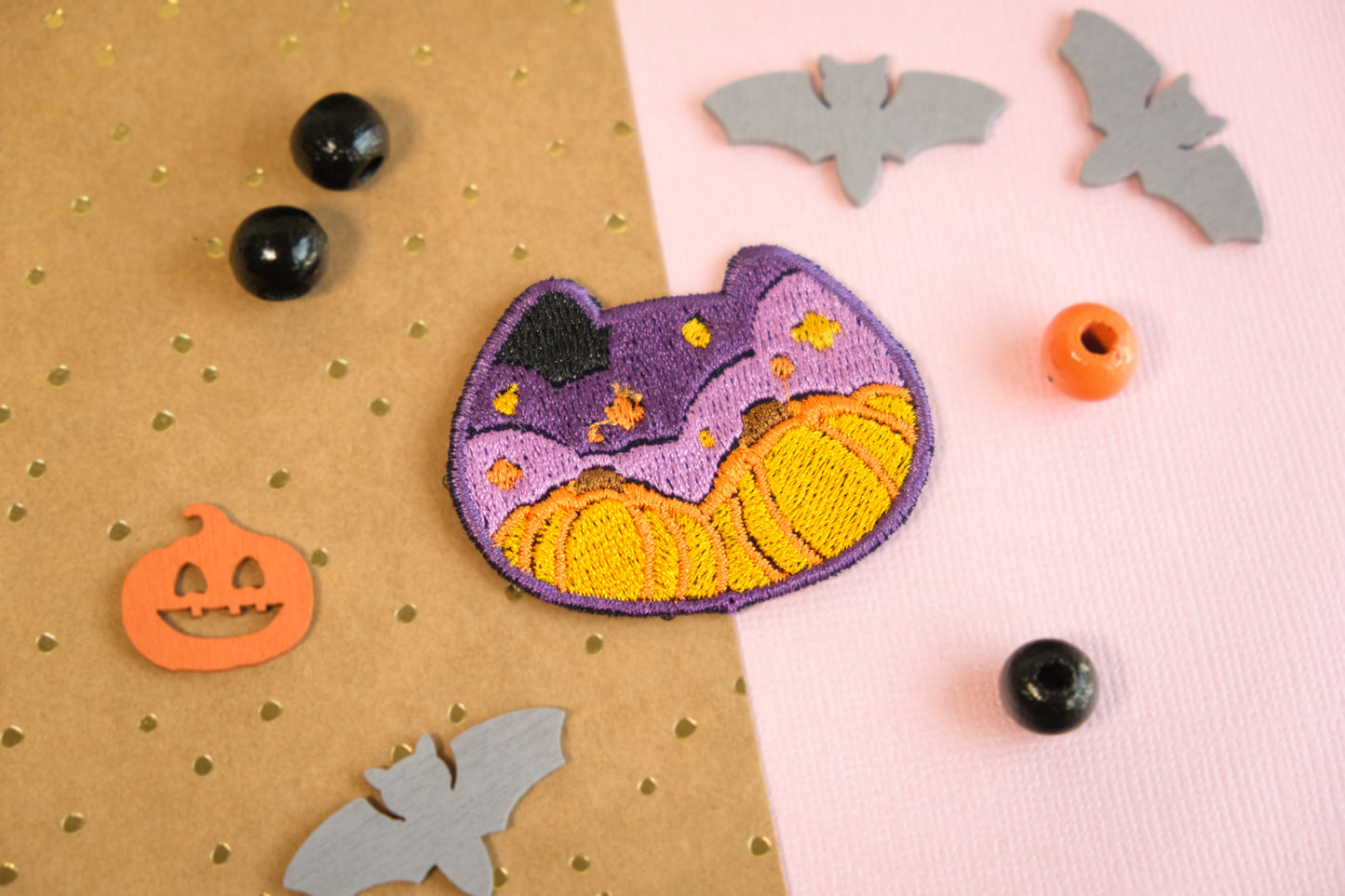 Patch Chat Citrouille d'Halloween