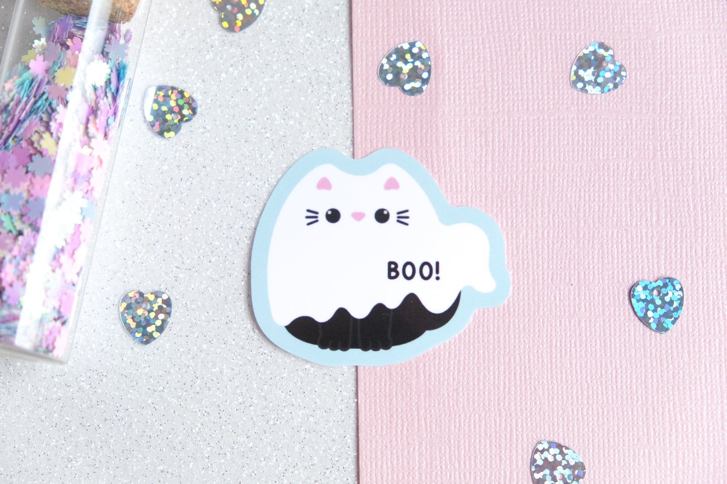 Autocollant Chat Fantôme Boo  - Collection Whiskered Wonders