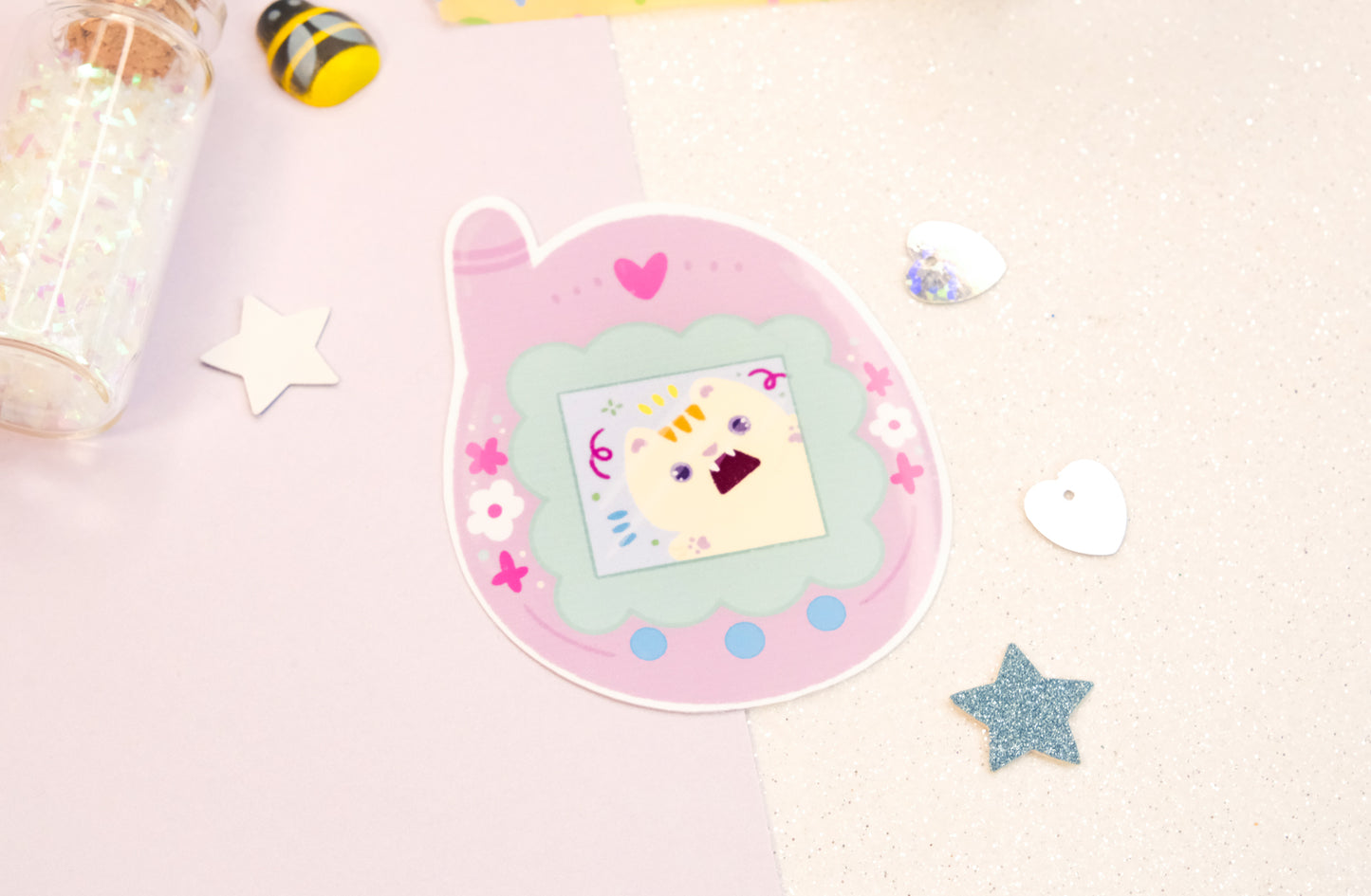 Autocollant Chat Tamagotchi Mignon