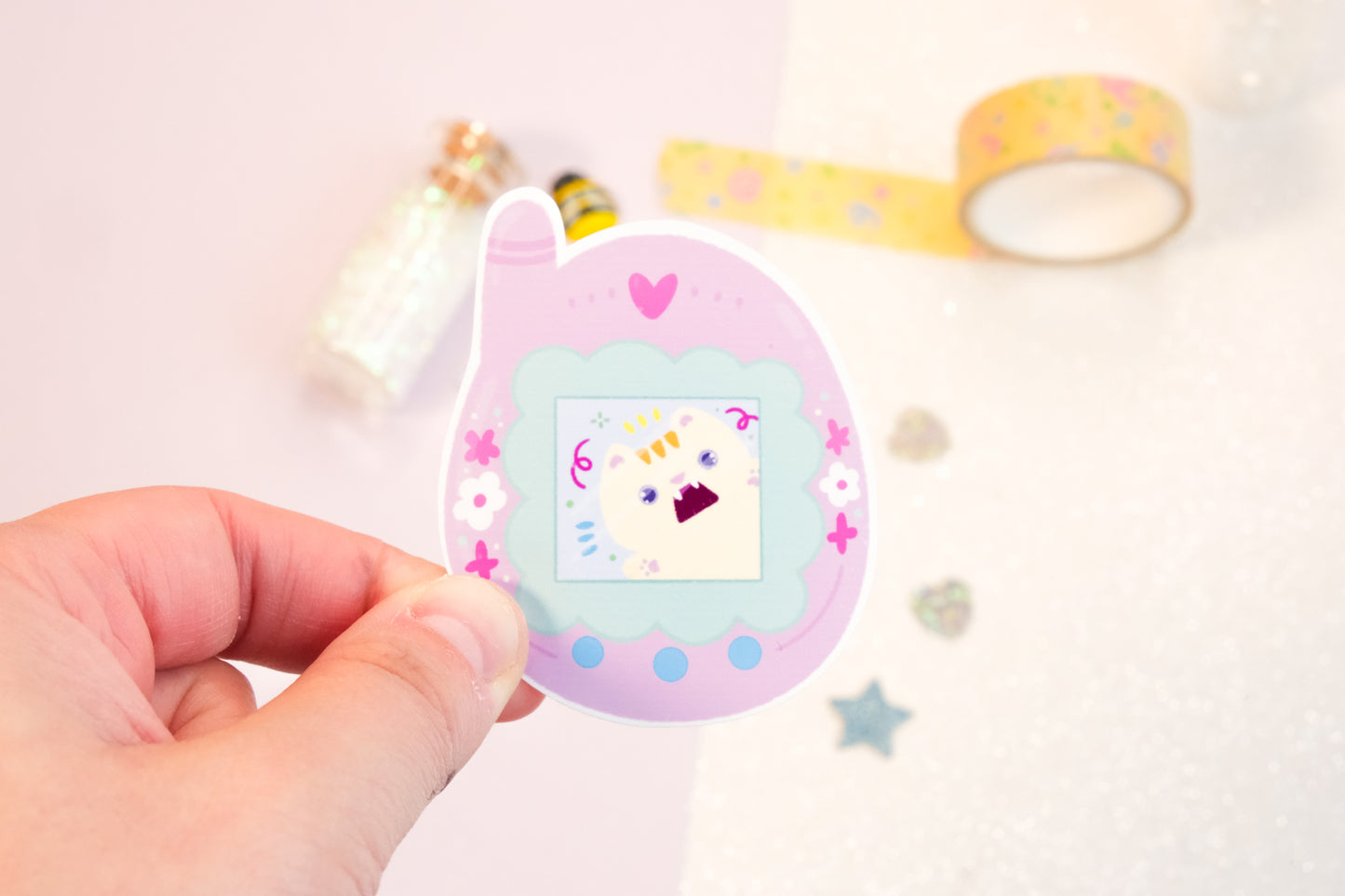 Cute Tamagotchi Cat Sticker