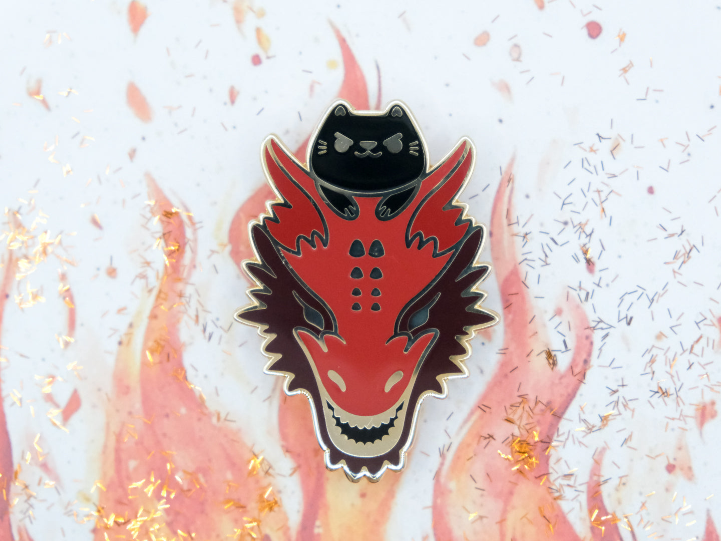Pins Chat Noir Chevauchant son Dragon Rouge