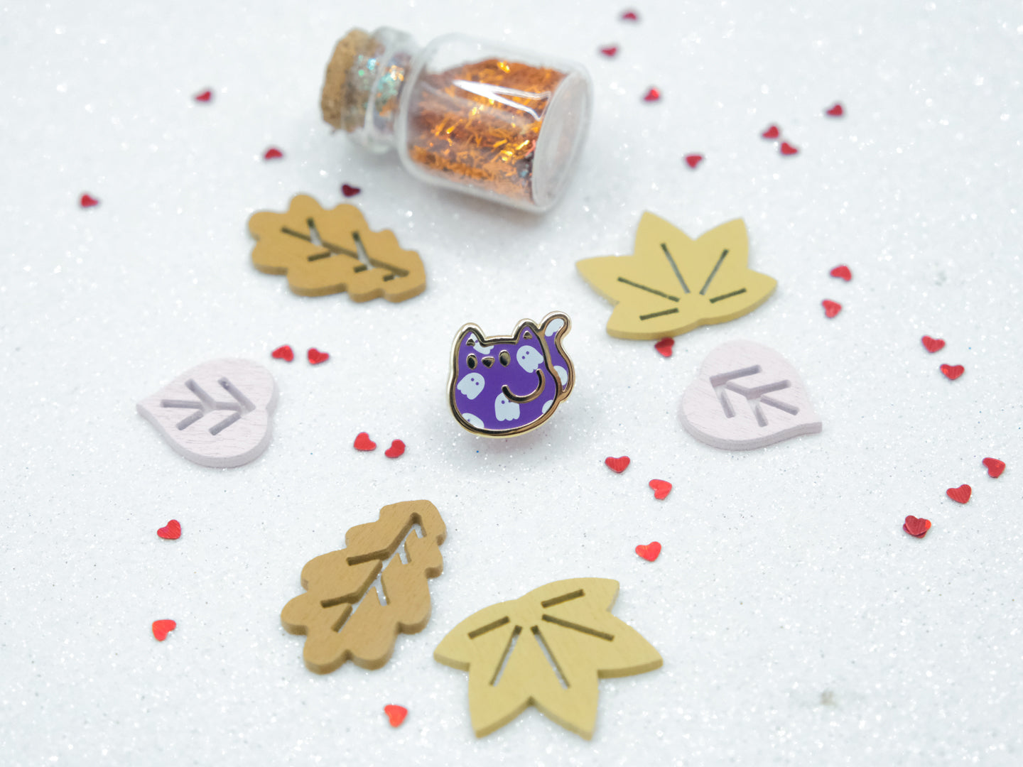 Mini Pins Chat Violet Hanté par les Fantômes - Tinycats