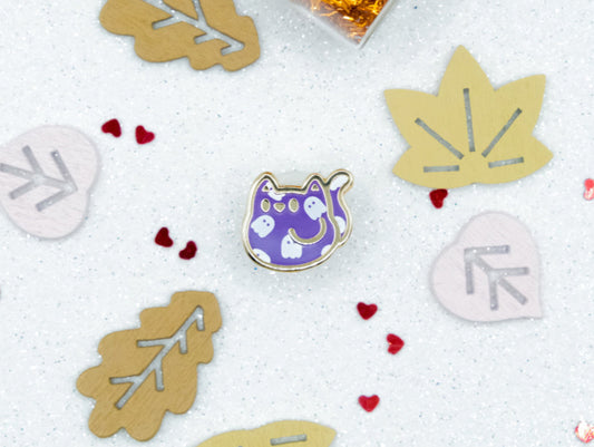Mini Pins Chat Violet Hanté par les Fantômes - Tinycats