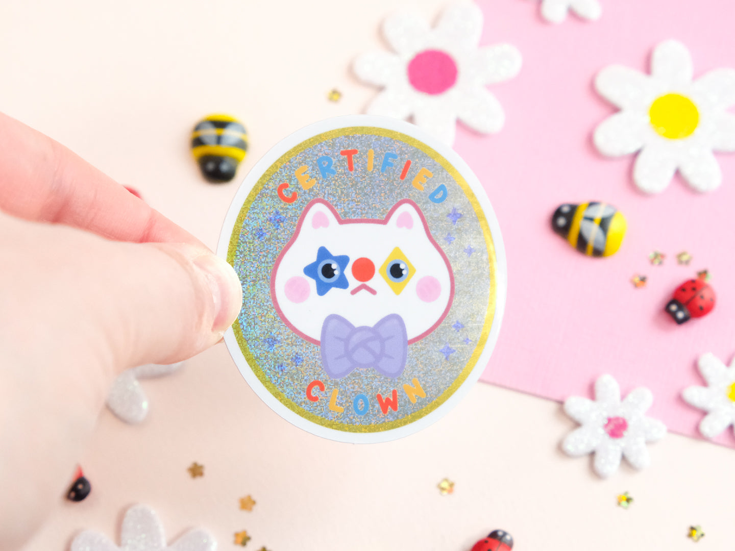 Autocollant Chat Clown Certifié