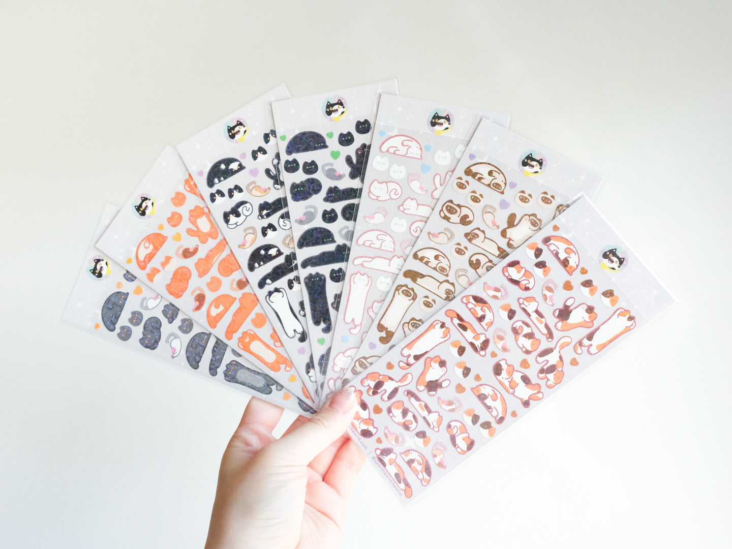 Feuille d'Autocollants Deco Paillettes Chat Mignon