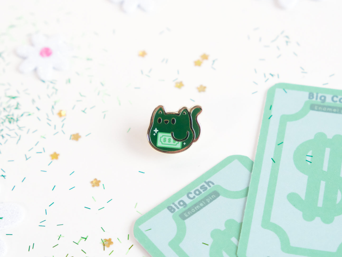 Big Cash Cat Enamel Pin - Tinycats