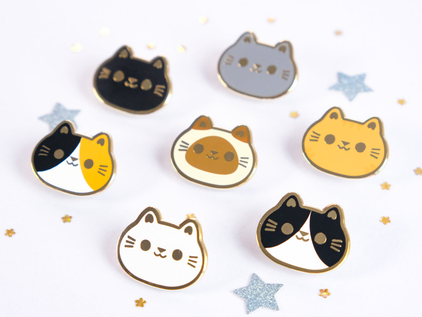 Pins Tête de Chat Rond et Mignon