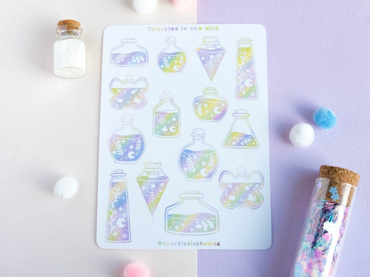 Feuille d’autocollants potion magique Kawaii