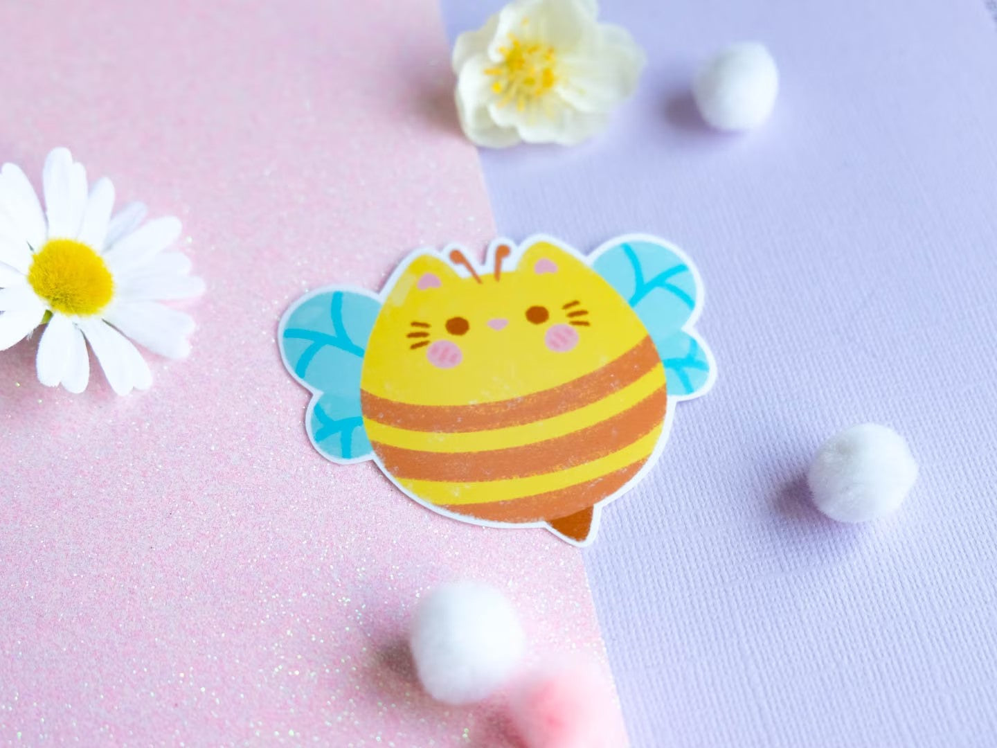Kawaii Cat Bee Sticker