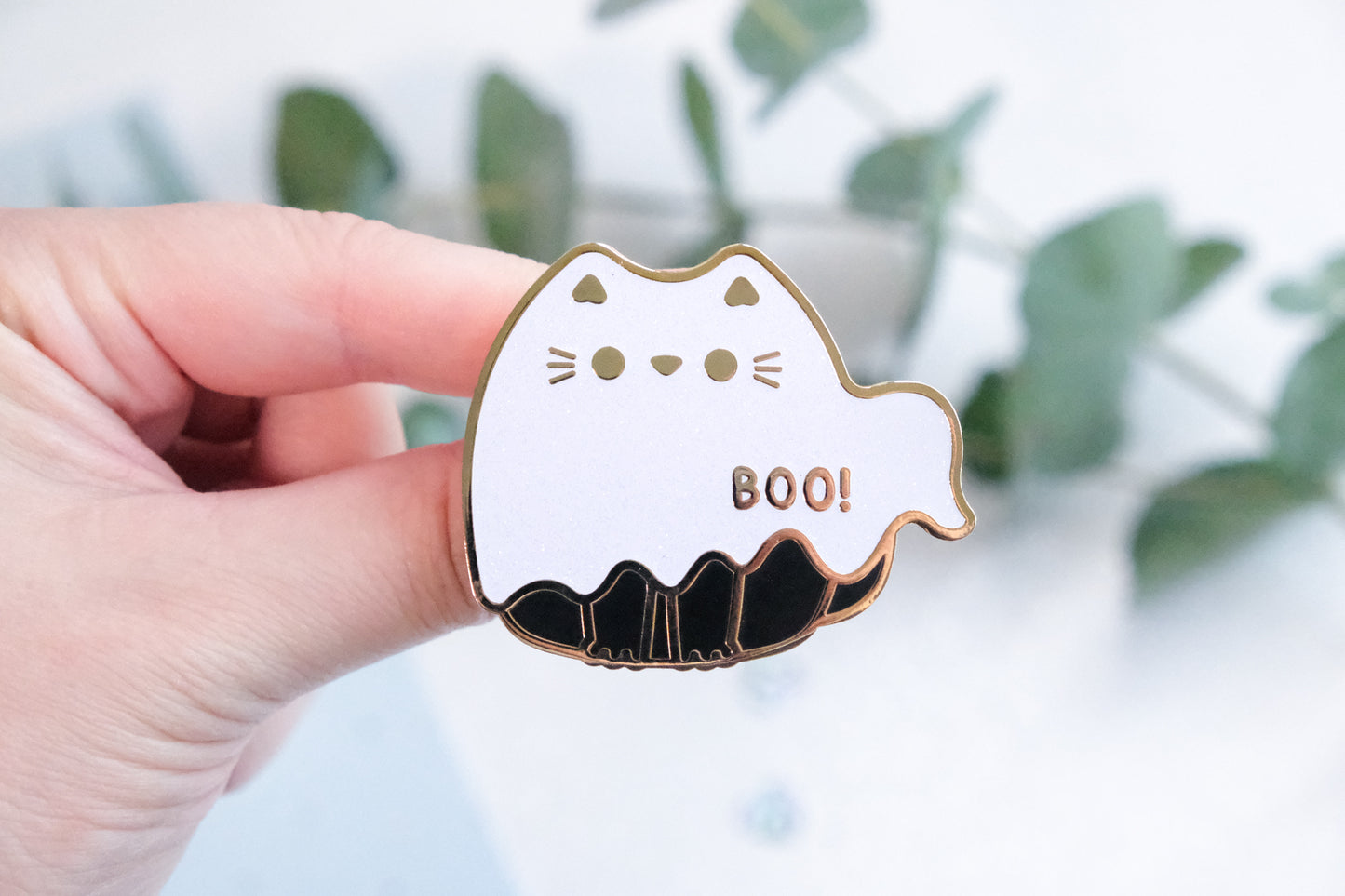 Pins Boo! avec paillettes - Collection Whiskered Wonders