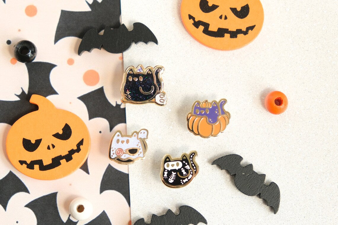 Mini Pins Chat Halloween Squelette - Tinycats