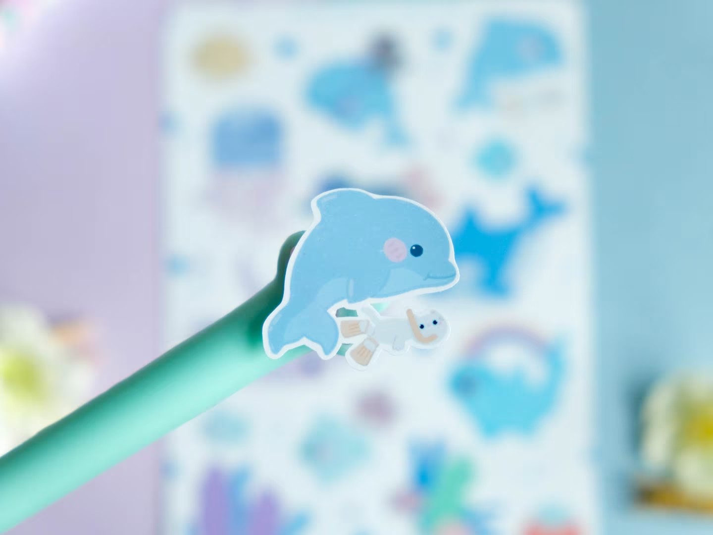 Feuille d’autocollants océan Kawaii