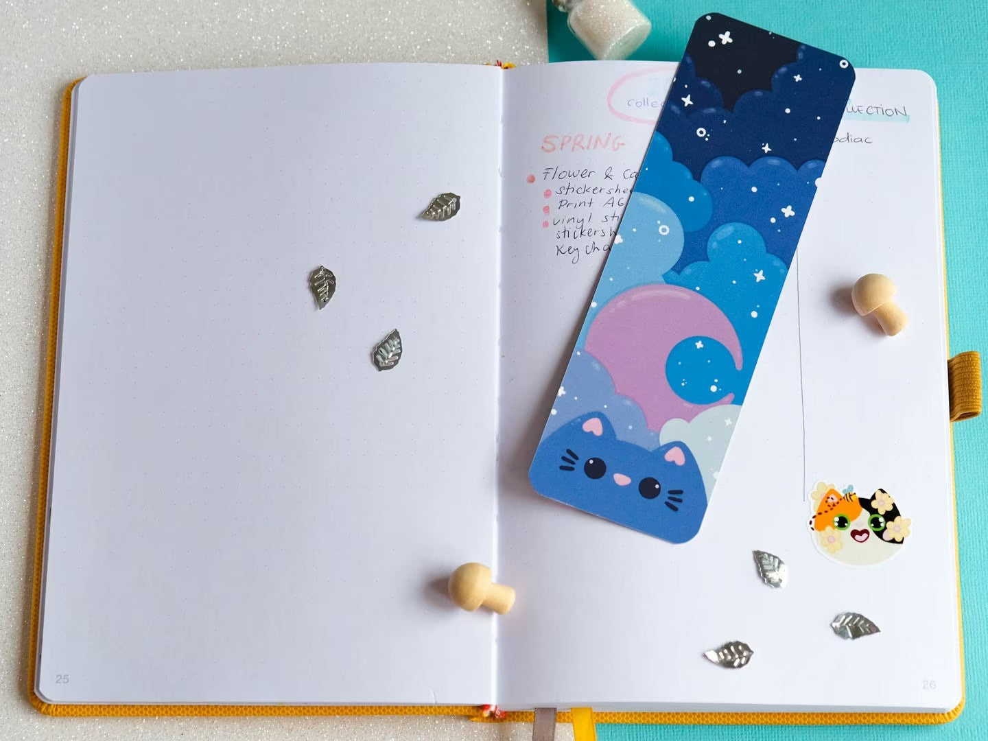 Marque-page chat mignon nuit et lune