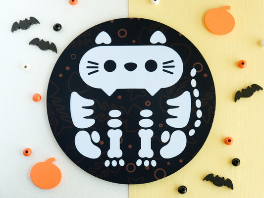Tapis De Souris Chat Squelette Halloween