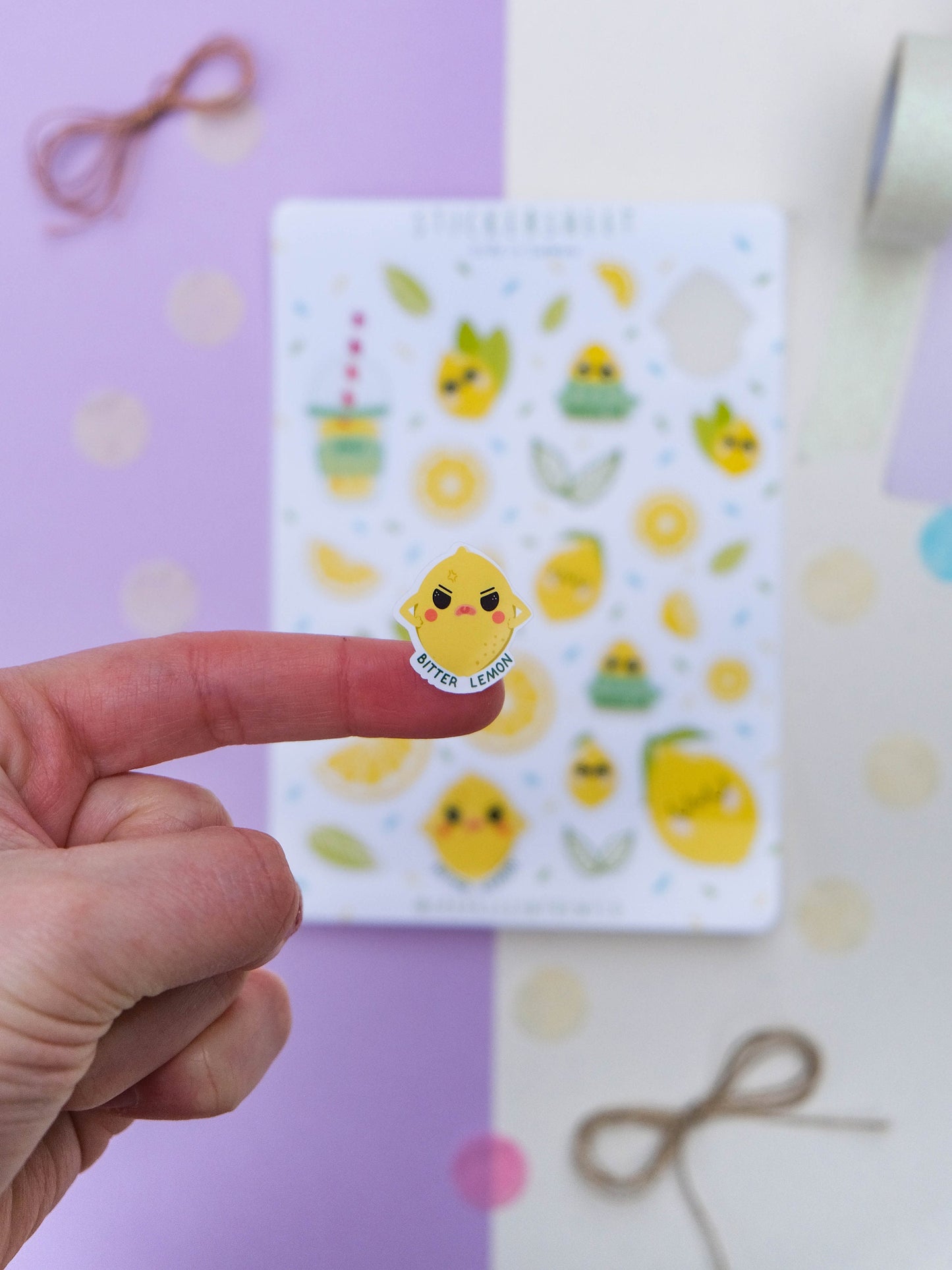 Sticker sheet Kawaii Lemons and Lemonade - Sticker Sheet Lemon - Planner Stickers - Scrapbook Stickers - Set of Sticker for Bullet Journal