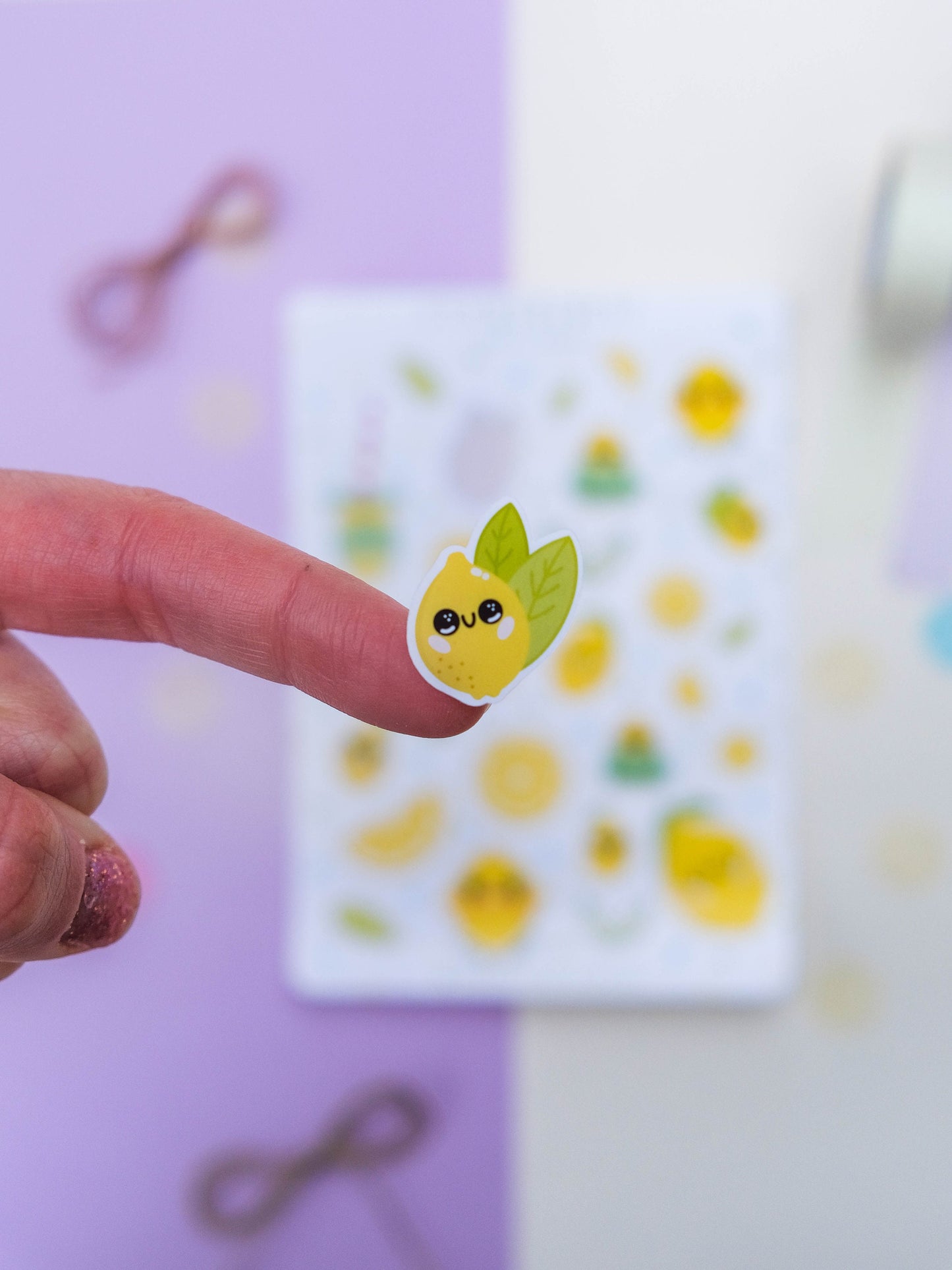 Sticker sheet Kawaii Lemons and Lemonade - Sticker Sheet Lemon - Planner Stickers - Scrapbook Stickers - Set of Sticker for Bullet Journal