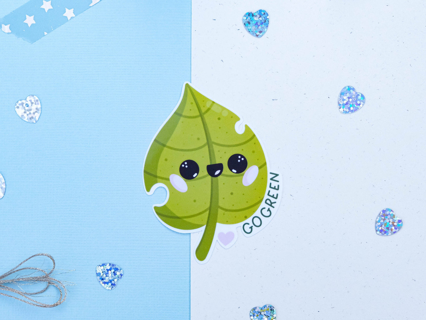 Sticker Cute Little Leaf "Go Green" - Plant Sticker - Cute Plant Sticker for Laptop - Go Green Sticker - Environment Sticker