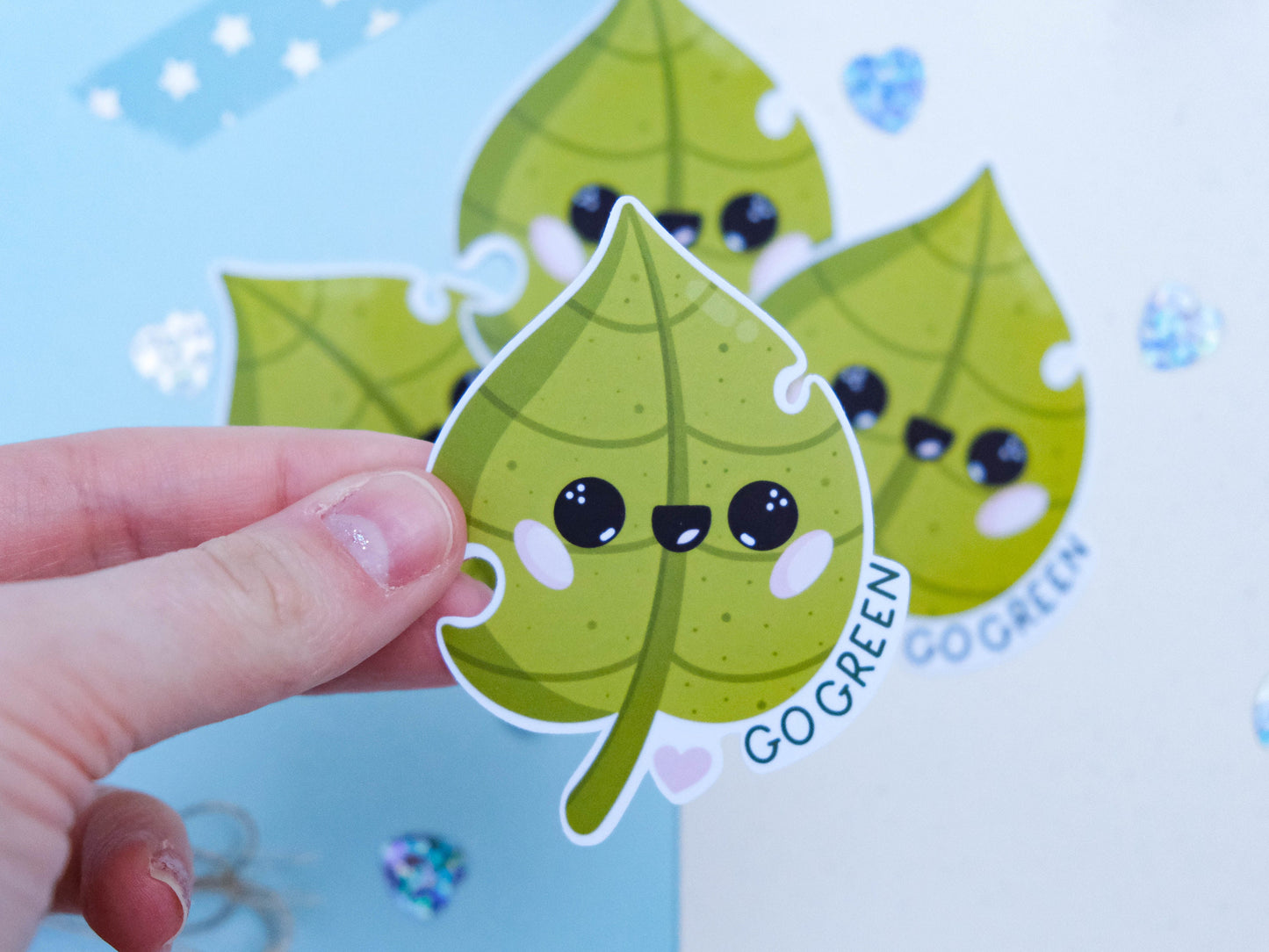 Sticker Cute Little Leaf "Go Green" - Plant Sticker - Cute Plant Sticker for Laptop - Go Green Sticker - Environment Sticker
