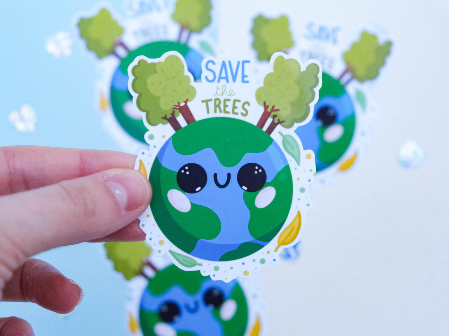 Sticker Cute Little Planet - Plant Sticker - Cute Plant Sticker for Laptop - Save the Trees Sticker - Environment Sticker
