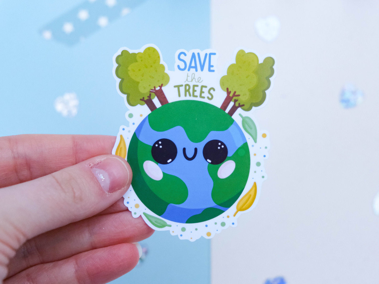 Sticker Cute Little Planet - Plant Sticker - Cute Plant Sticker for Laptop - Save the Trees Sticker - Environment Sticker
