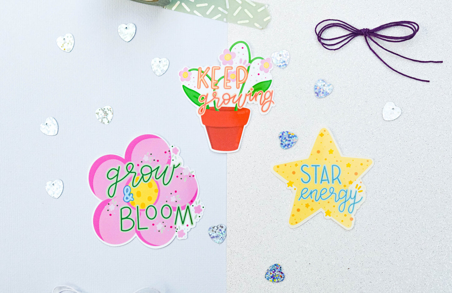 Sticker Kawaii Keep Growing - Sticker Positive Energy - Scrapbook Sticker - Sticker for Bullet Journal