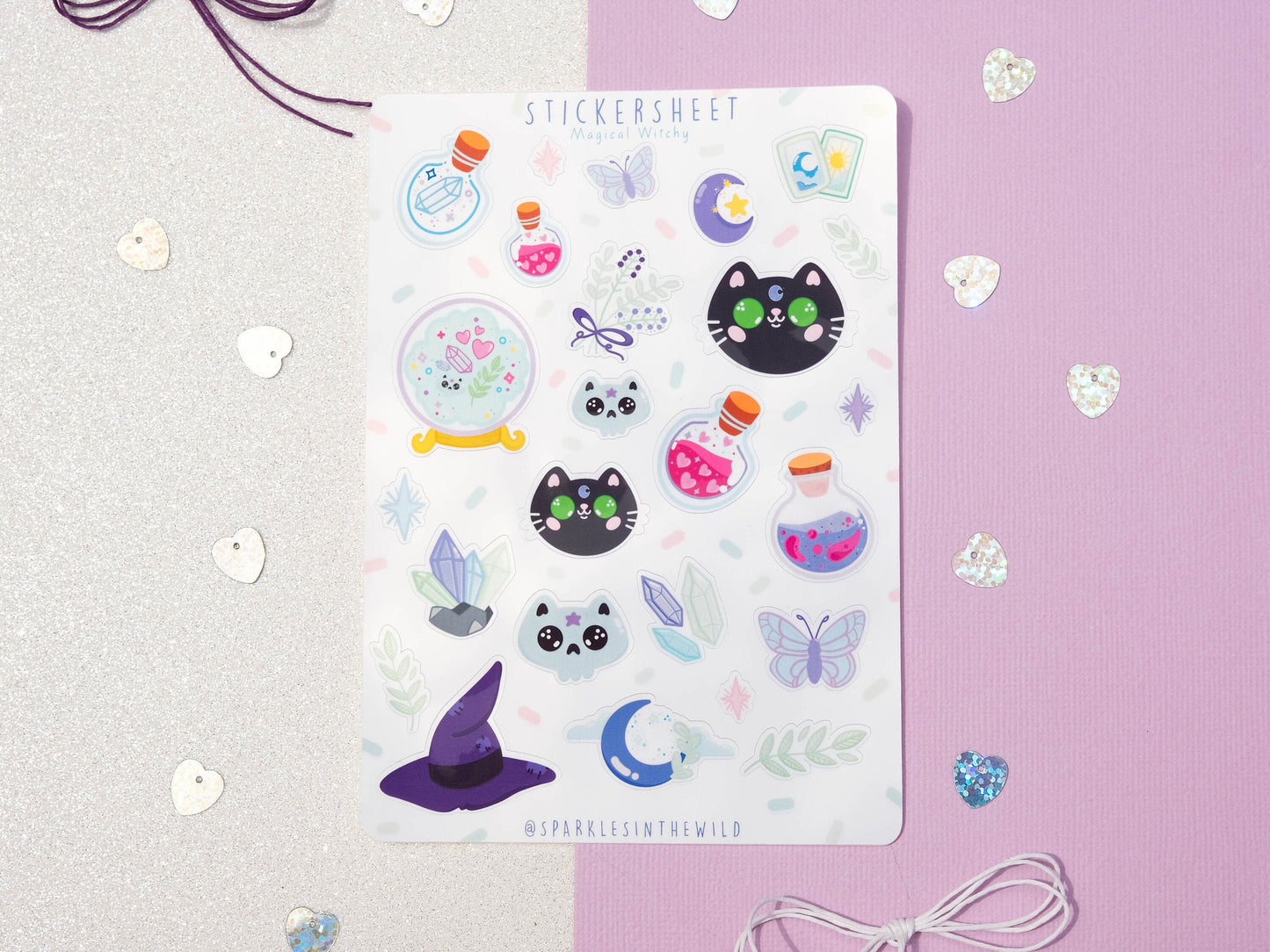 Sticker sheet Kawaii Magical Witchy - Sticker Sheet Witchcraft - Planner Stickers - Scrapbook Stickers - Set of Sticker for Bullet Journal
