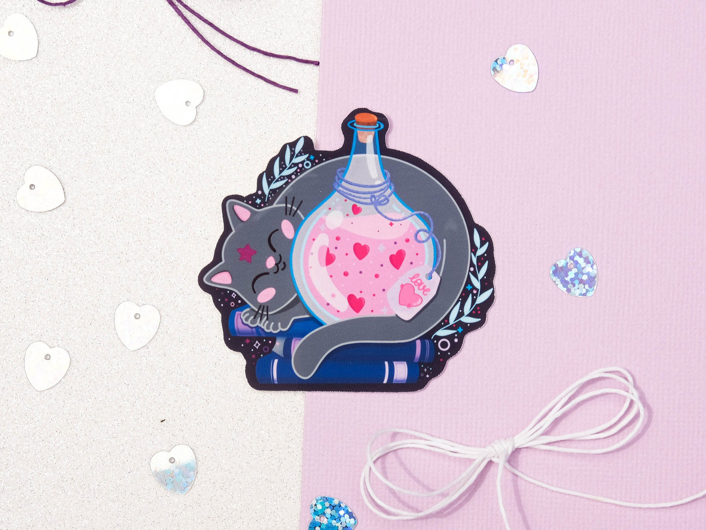 Cute Grey Cat Potion Sticker - Potion bottle Sticker - Bullet journal Sticker - Planner Sticker