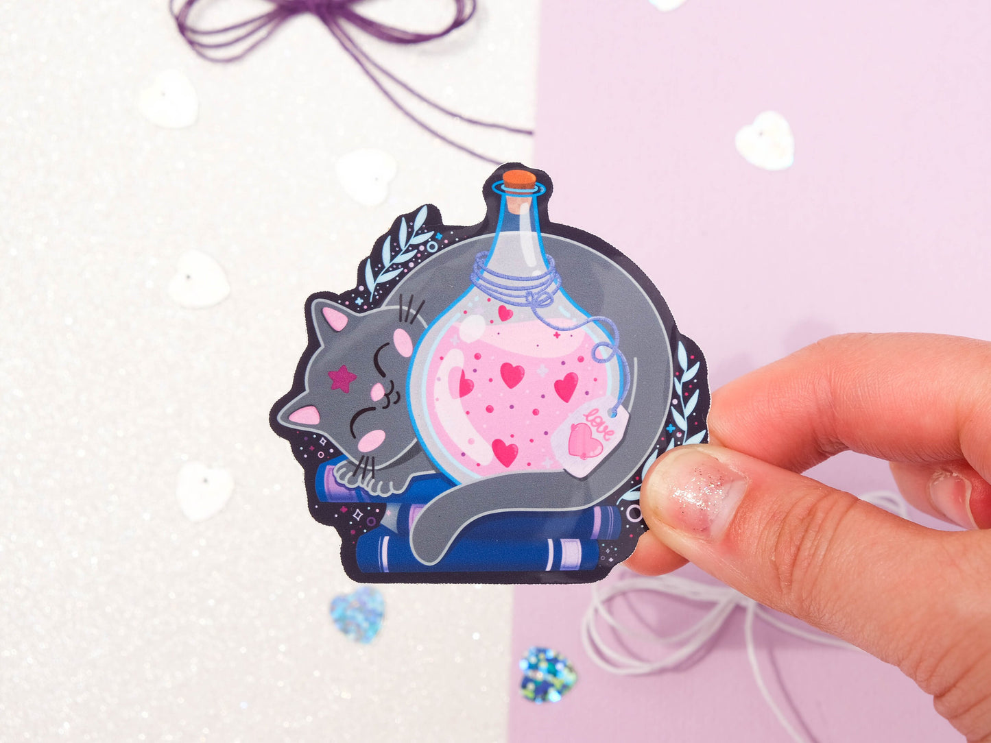 Cute Grey Cat Potion Sticker - Potion bottle Sticker - Bullet journal Sticker - Planner Sticker