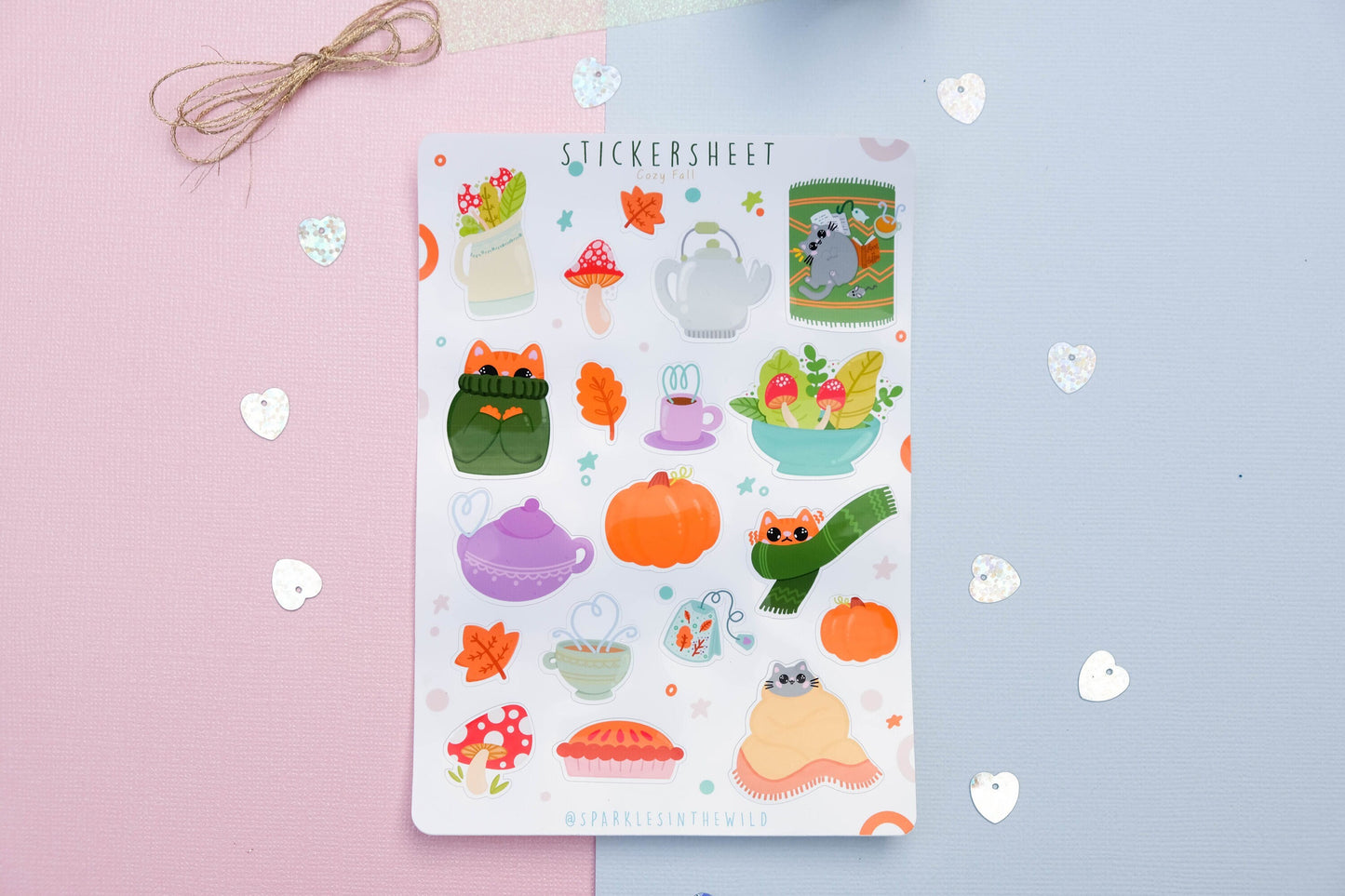 Cozy Fall Stickersheet - 19 Stickers included - Autumn planner stickers - Sticker sheet set