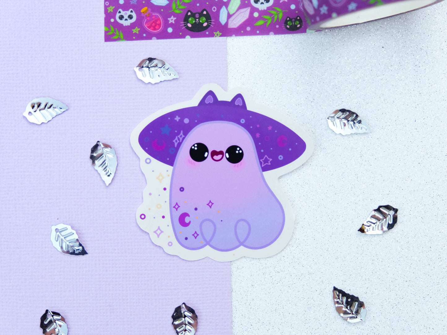 Cute Kitty Ghost Sticker - Cute Halloween sticker - Bullet Journal stickers - Sticker Cat Ghost