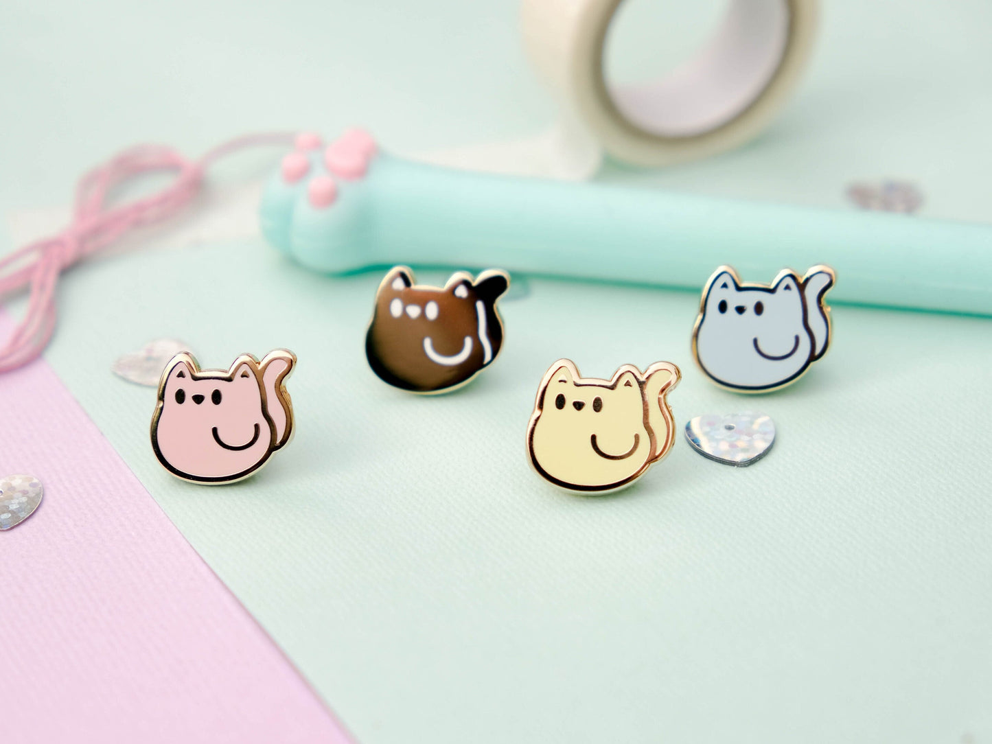 Mini Pin Hard Enamel Cute Cat Pastel Colors Board Filler perfect gift for cat lover